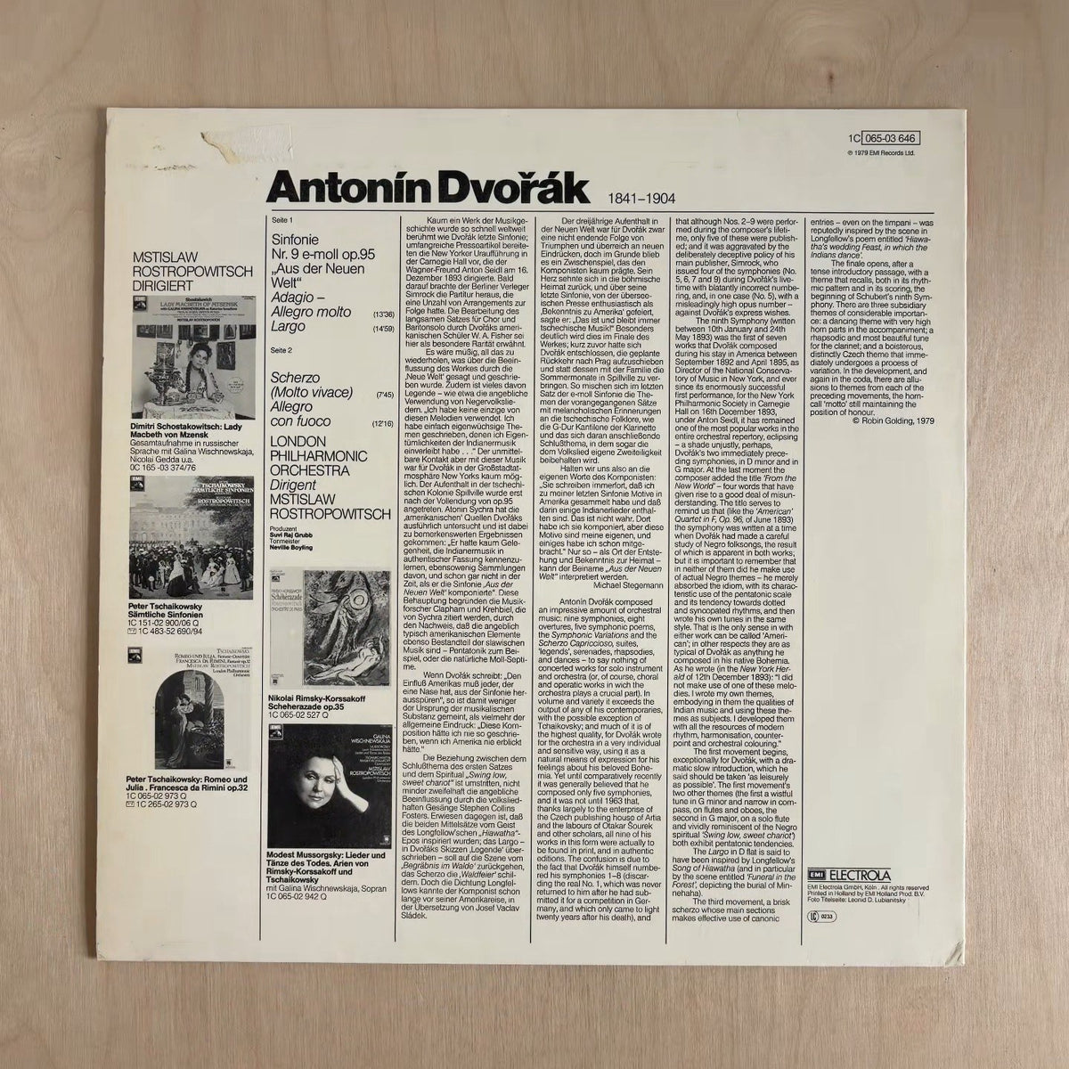 Antonín Dvořák, Mstislav Rostropovich, London Philharmonic Orchestra – Sinfonie Nr. 9 E-Moll Op.95 "Aus Der Neuen Welt" – back cover
