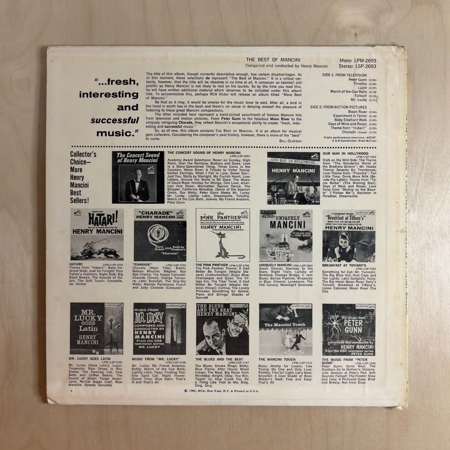 Henry Mancini – The Best Of Mancini – back cover