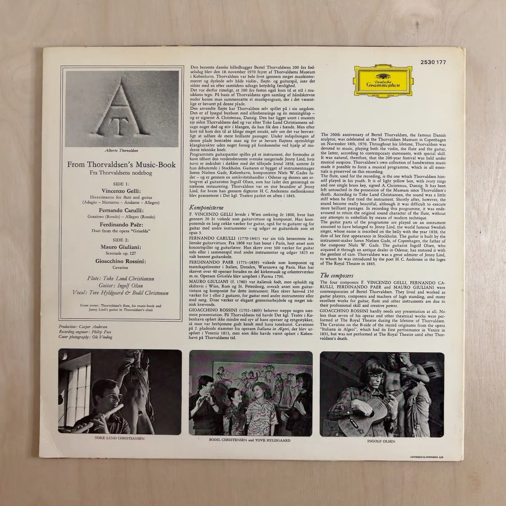 Toke Lund Christiansen, Ingolf Olsen, Tove Hyldgaard, Bodil Christensen – From Thorvaldsen's Music-Book (Fra Thorvaldsens Nodebog) – back cover