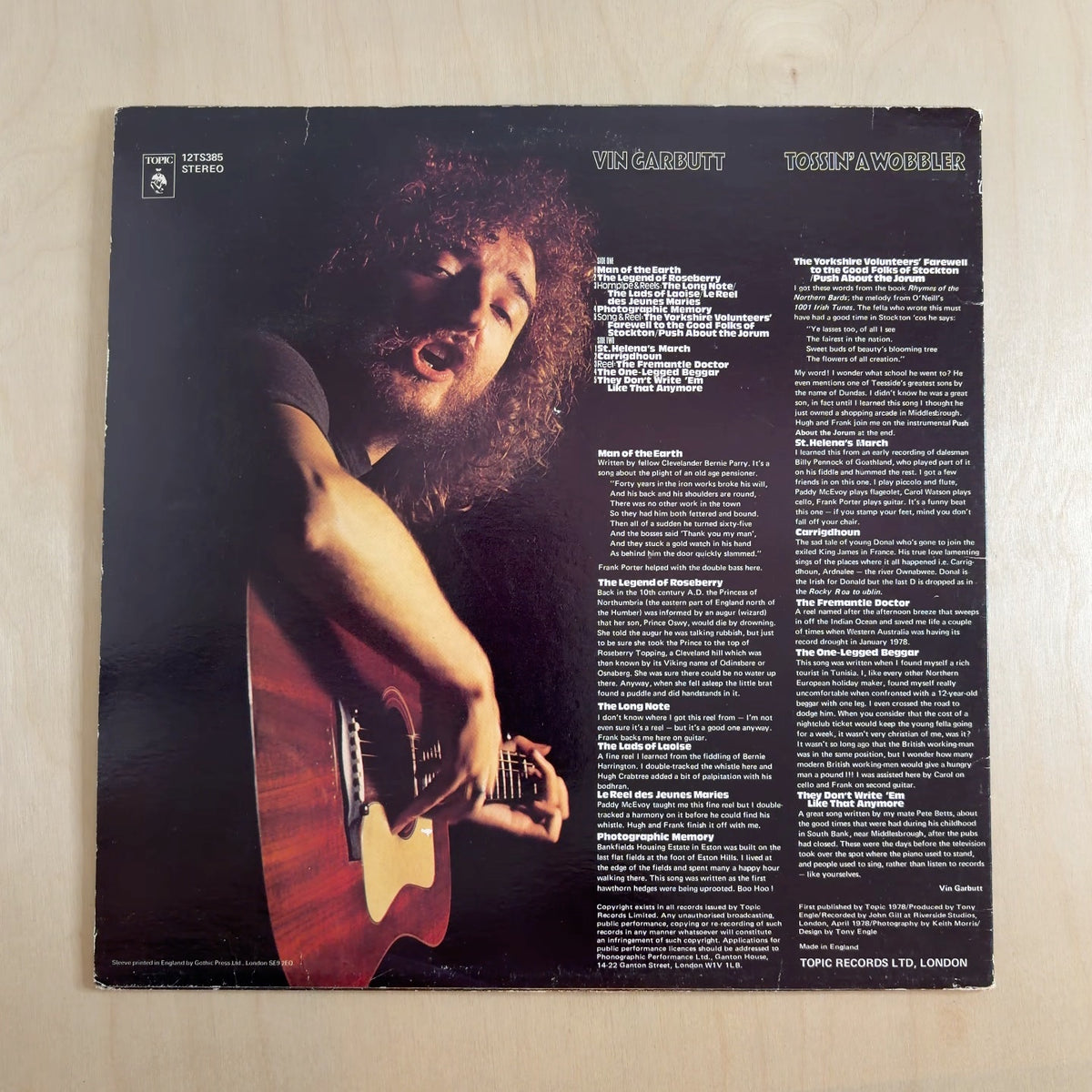 Vin Garbutt – Tossin' A Wobbler – back cover
