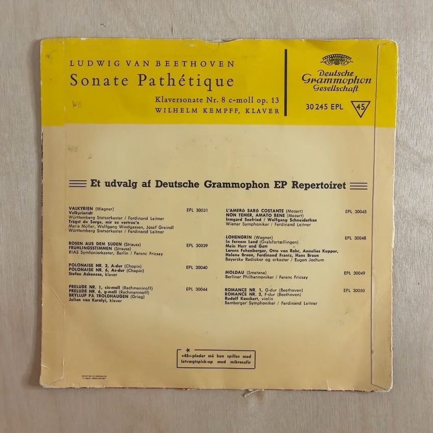 Ludwig van Beethoven, Wilhelm Kempff – Sonate Pathétique (Klaviersonate Nr. 8 C-moll Op. 13) – back cover