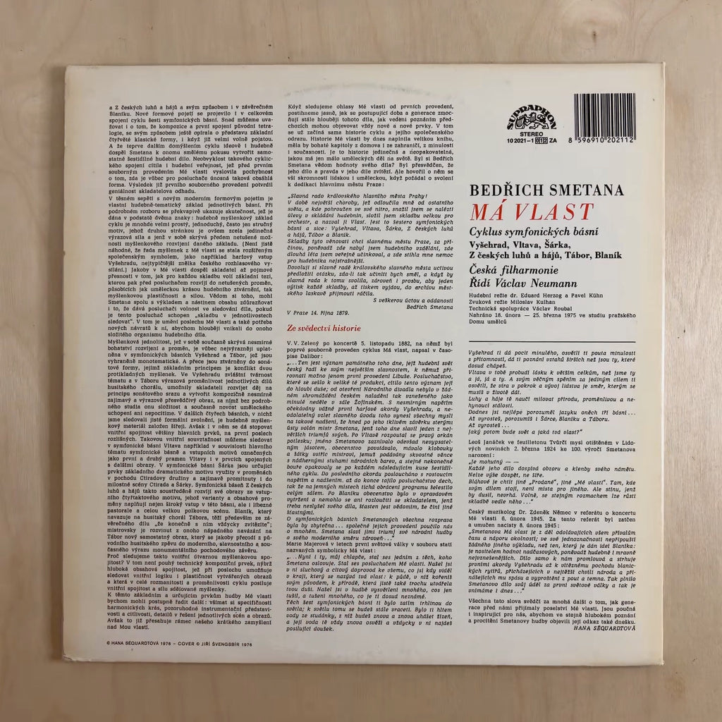 Bedřich Smetana, The Czech Philharmonic Orchestra, Václav Neumann – Má Vlast – back cover