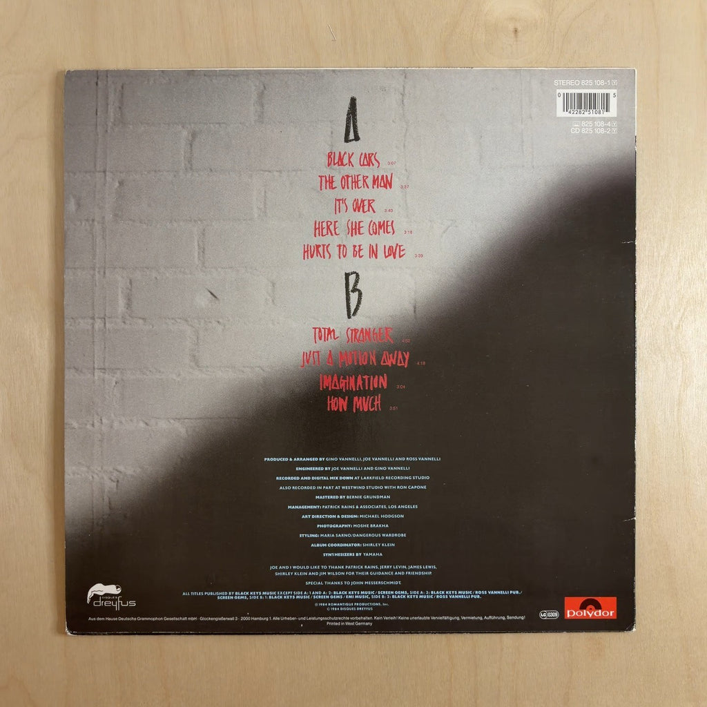 Gino Vannelli – Black Cars – back cover