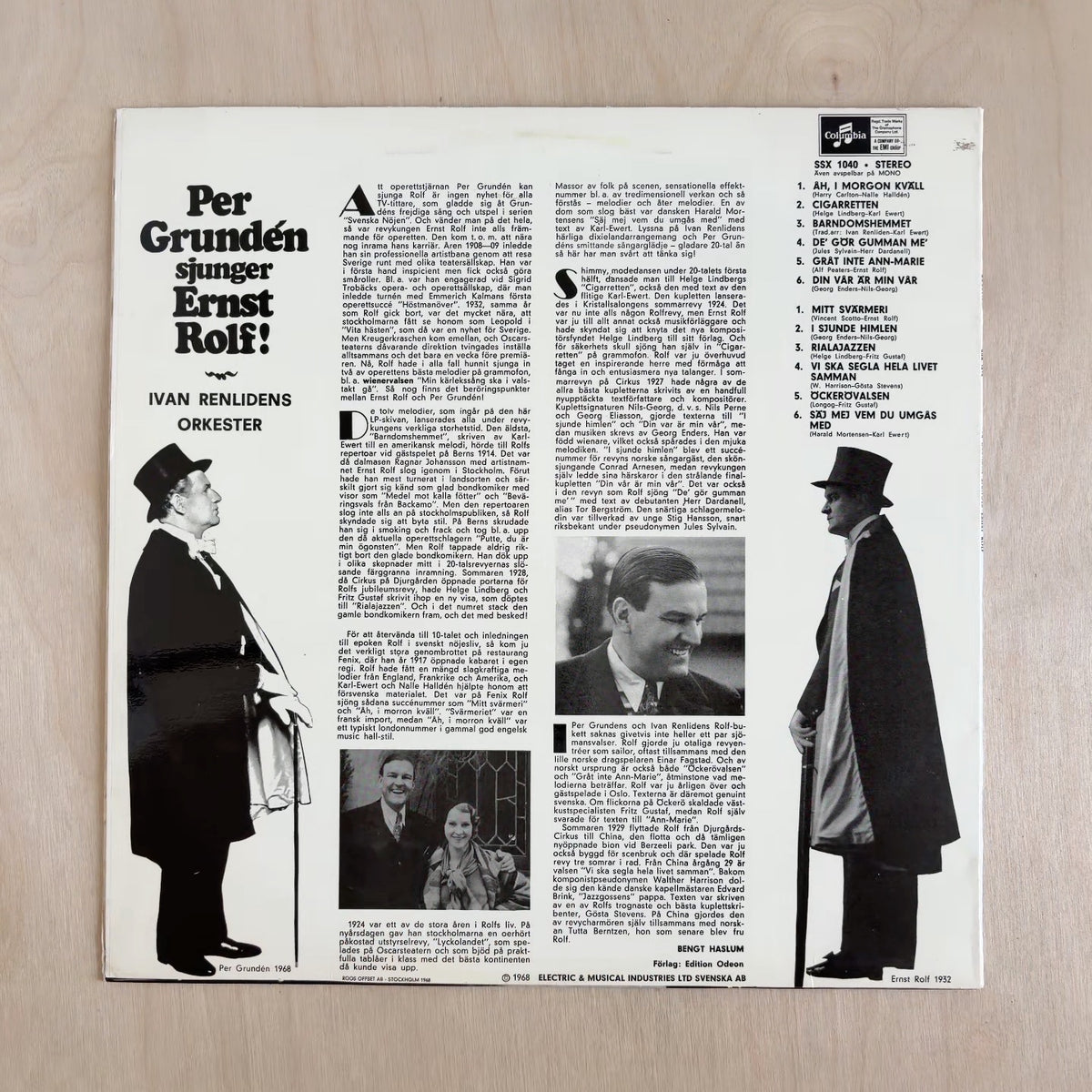 Per Grundén – Per Grundén Sjunger Ernst Rolf! – back cover