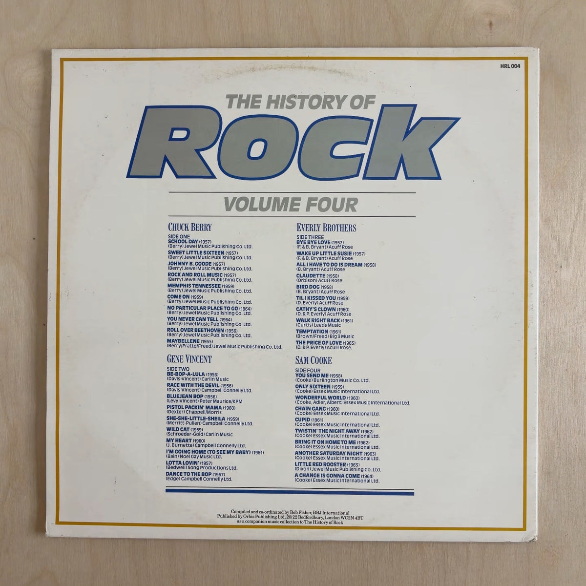Chuck Berry, Gene Vincent, Everly Brothers, Sam Cooke – The History Of Rock (Volume Four) – back cover