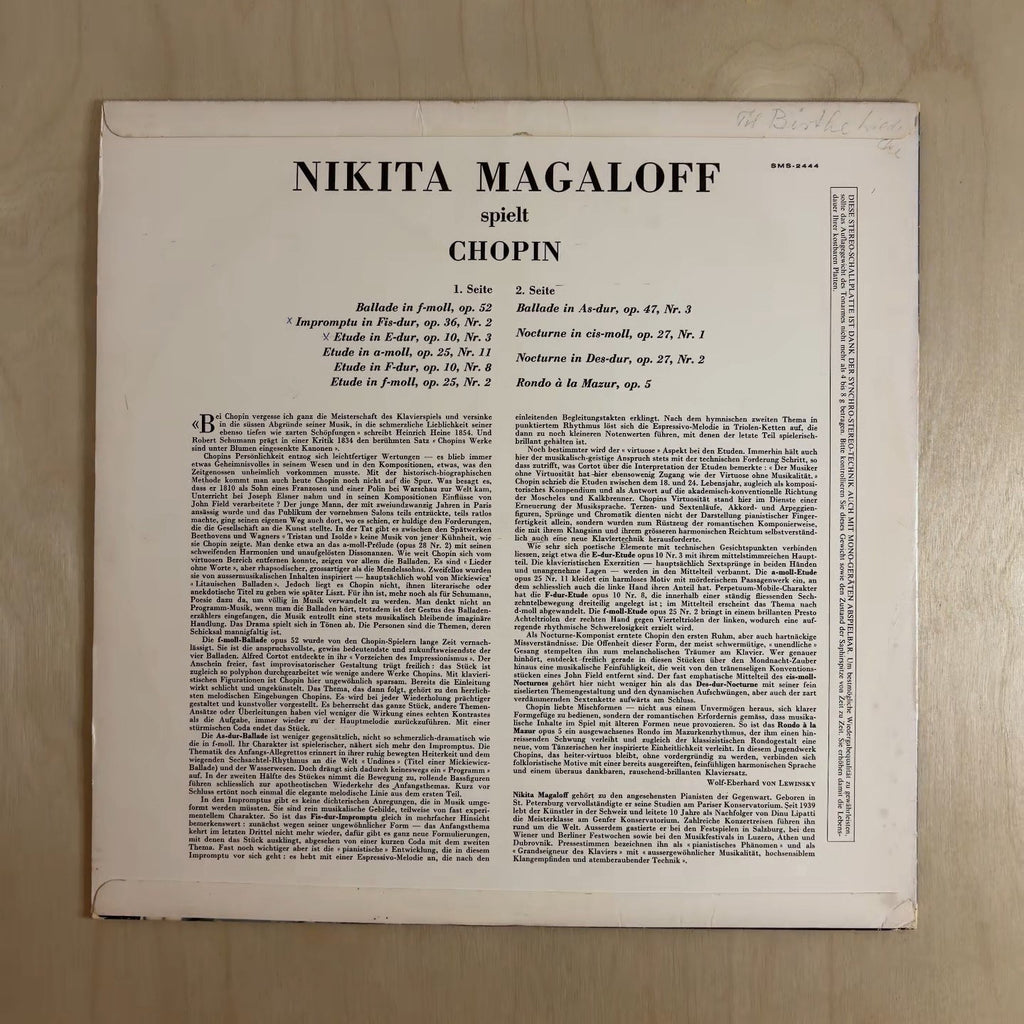 Nikita Magaloff, Frédéric Chopin – Nikita Magaloff Spielt Chopin – back cover