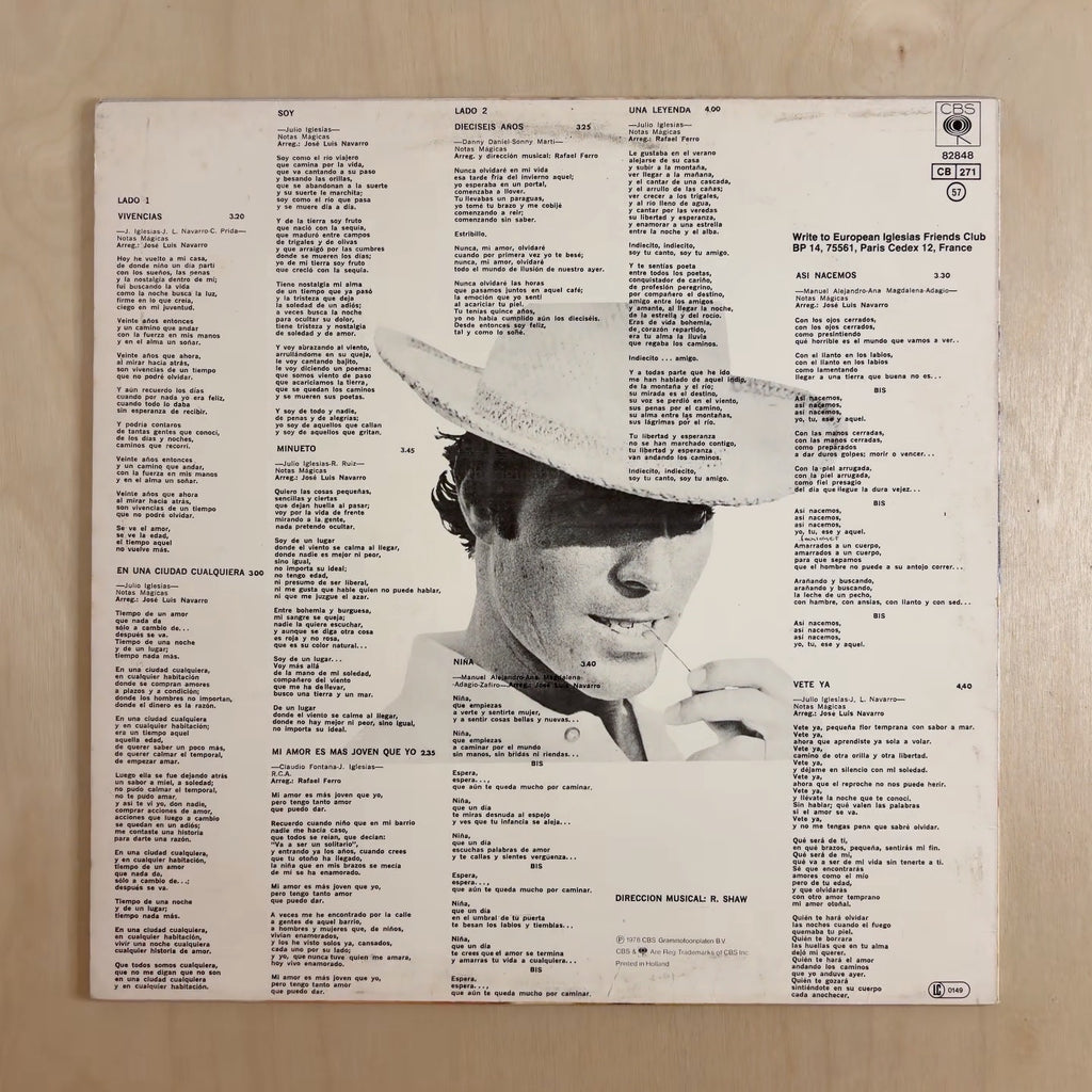 Julio Iglesias – Soy – back cover