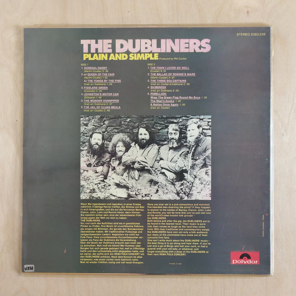 The Dubliners – Plain And Simple – back cover