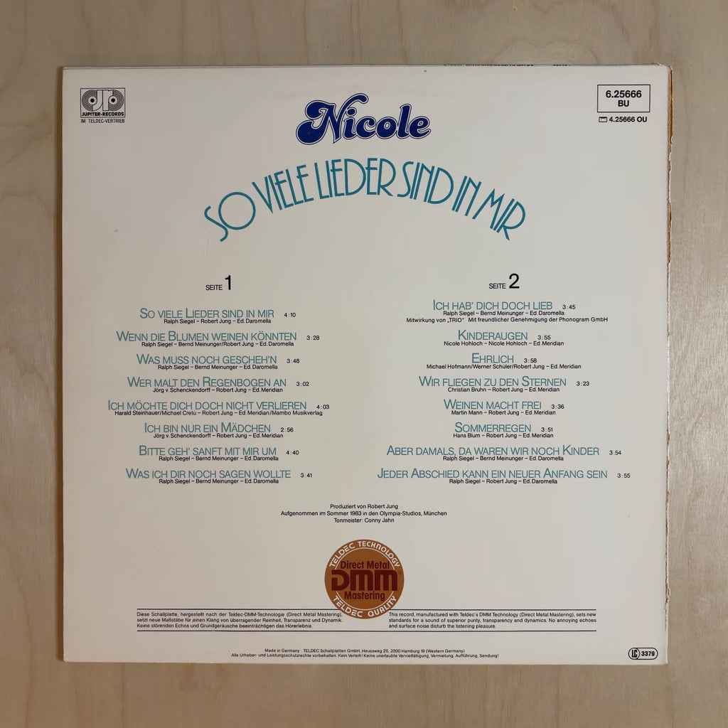 Nicole – So Viele Lieder Sind In Mir – back cover