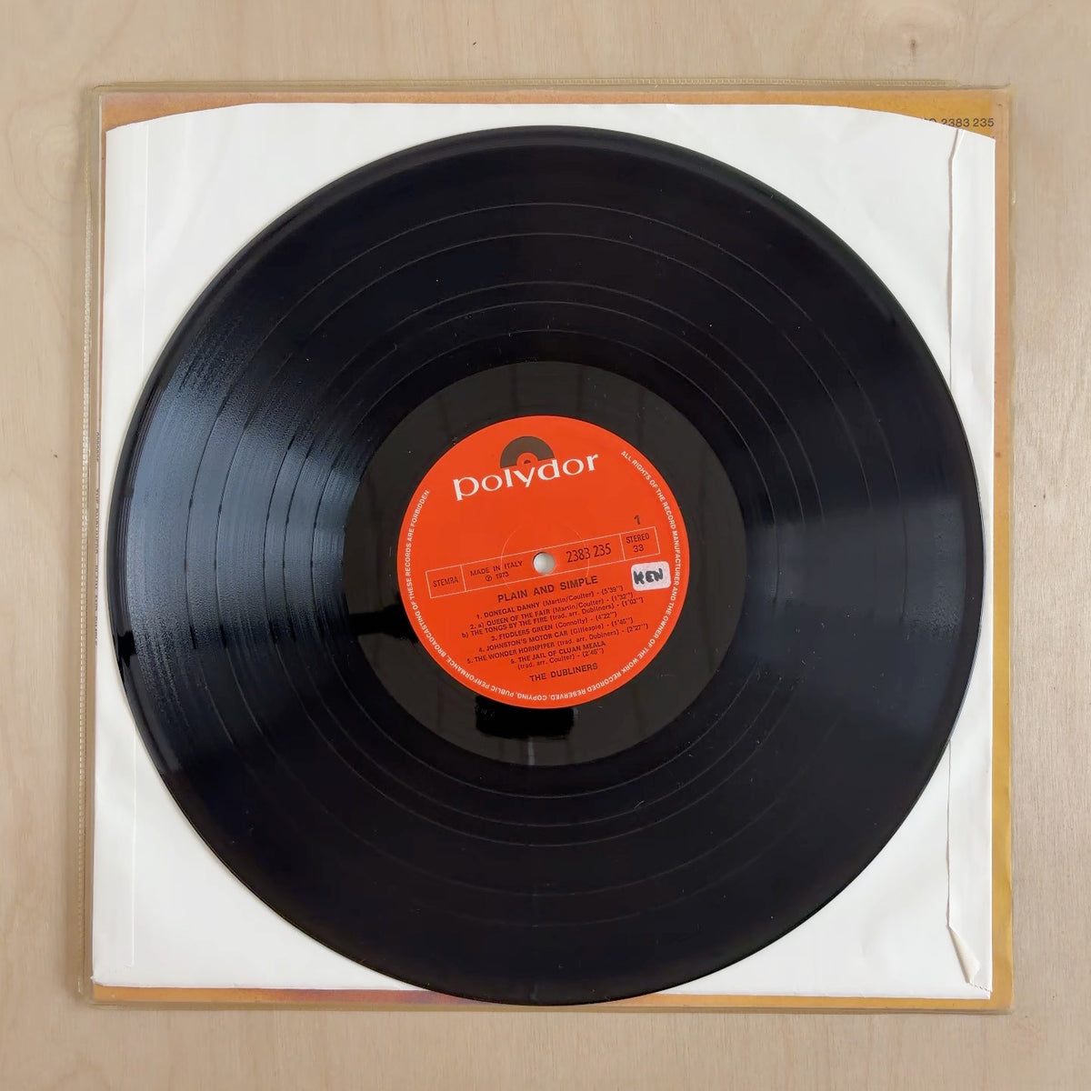 The Dubliners – Plain And Simple – record label