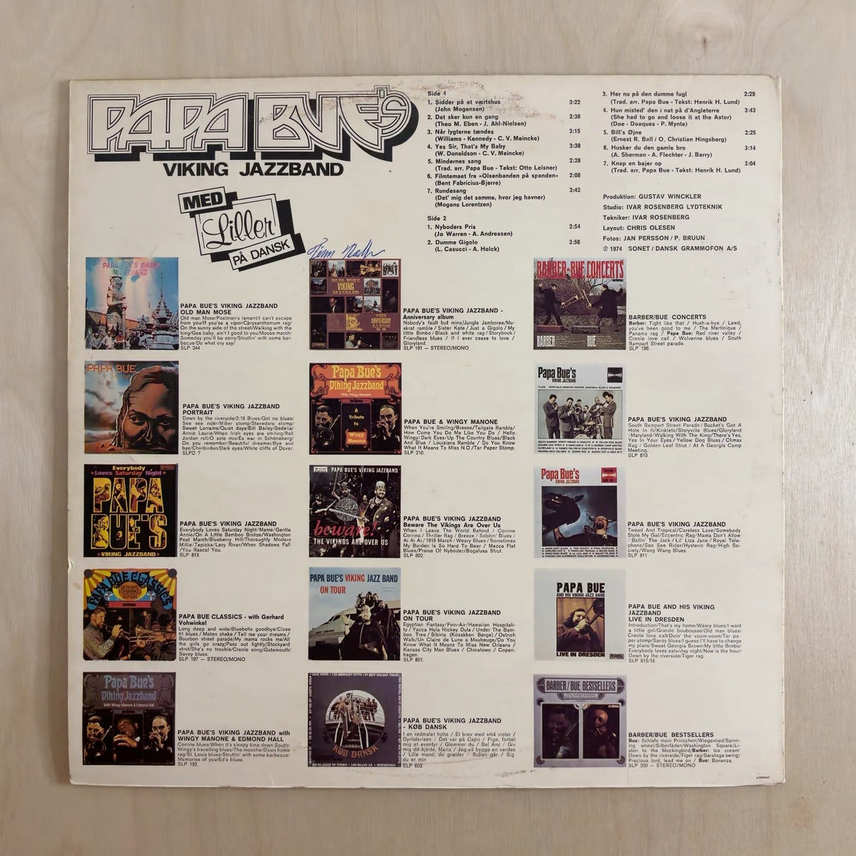 Papa Bue's Viking Jazz Band, Bjarne "Liller" Pedersen – På Dansk – back cover