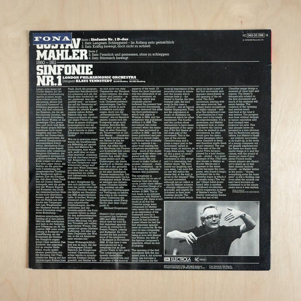 Gustav Mahler, Klaus Tennstedt, London Philharmonic Orchestra – Sinfonie Nr. 1 – back cover