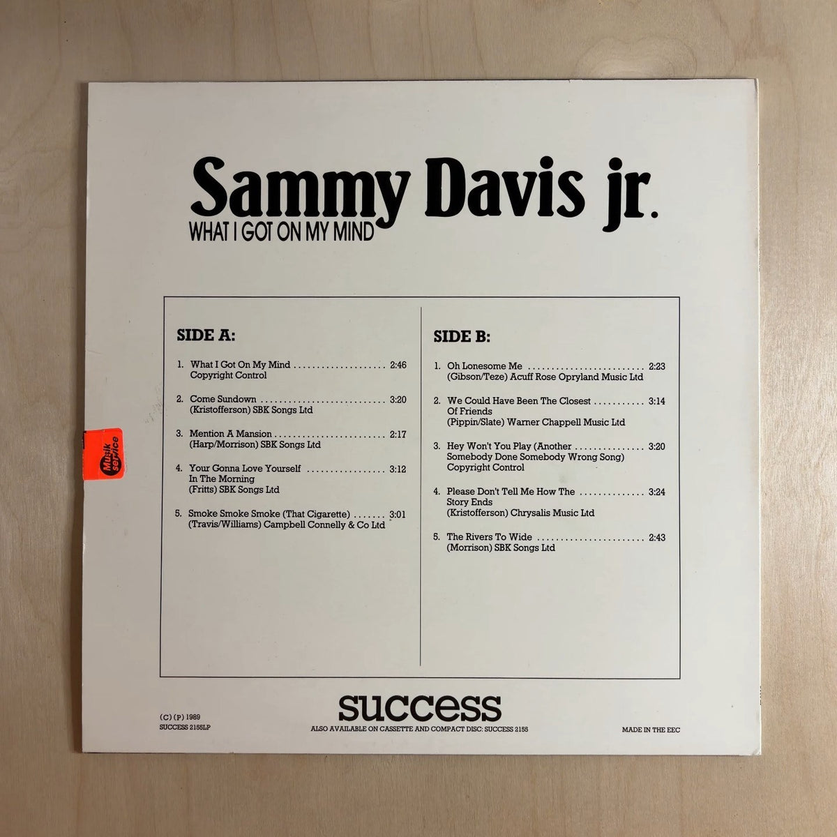 Sammy Davis Jr. – What I Got On My Mind – back cover