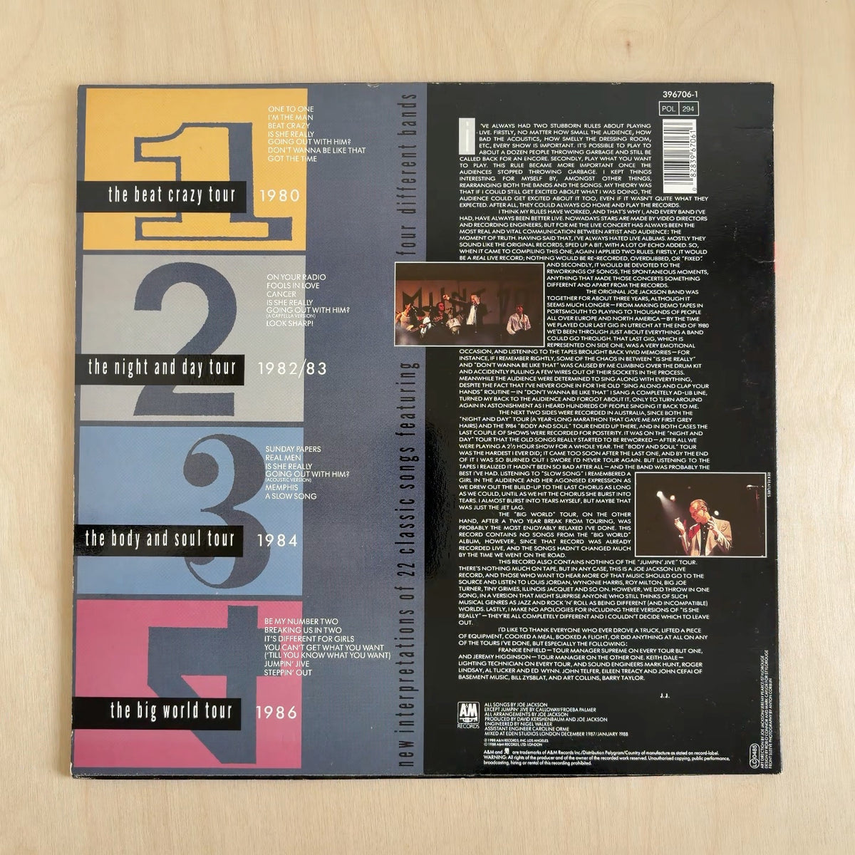 Joe Jackson – Live 1980/86 – back cover