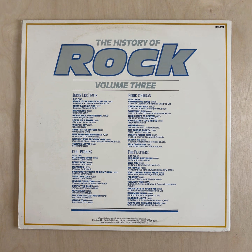 Jerry Lee Lewis, Carl Perkins, Eddie Cochran, The Platters – The History Of Rock (Volume Three) – back cover