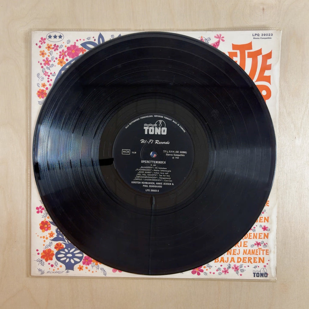 Poul Bundgaard, Annie Brink Jensen, Kirsten Hermansen – Operetteminder – record label
