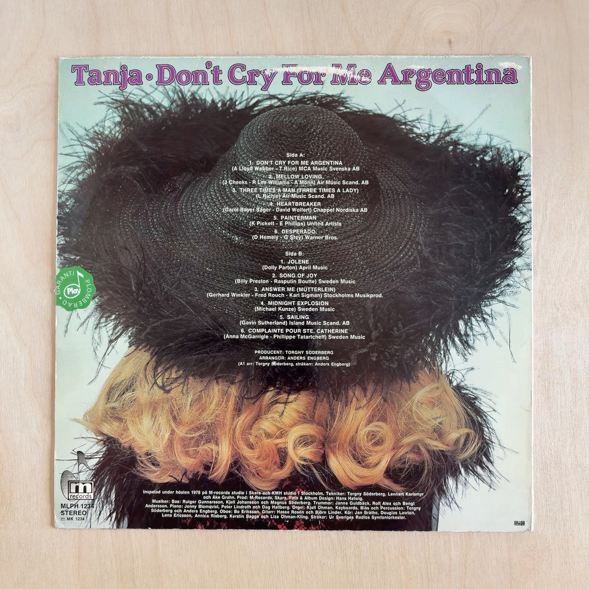 Tania – Don't Cry For Me Argentina – back cover