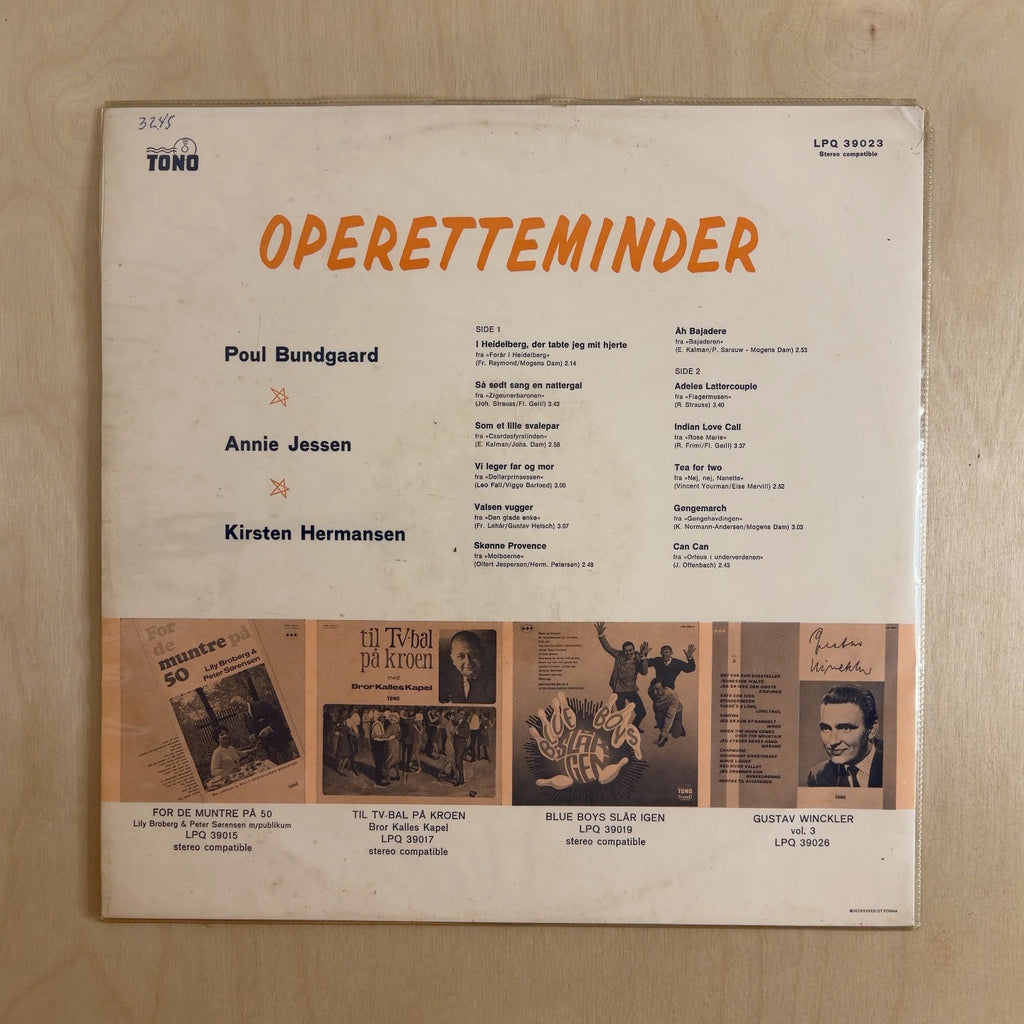 Poul Bundgaard, Annie Brink Jensen, Kirsten Hermansen – Operetteminder – back cover