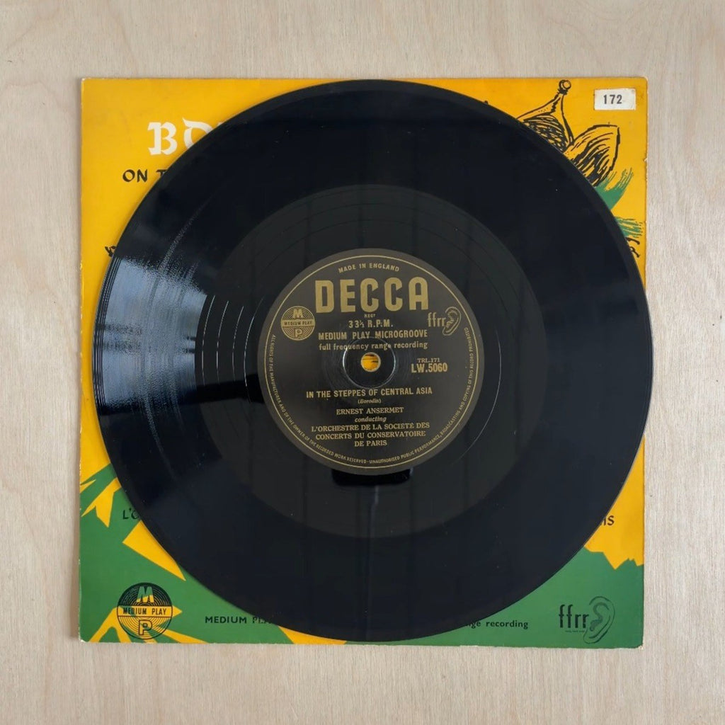 Alexander Borodin, Modest Mussorgsky, Ernest Ansermet, Orchestre De La Société Des Concerts Du Conservatoire – On The Steppes Of Central Asia / Night On The Bare Mountain – record label