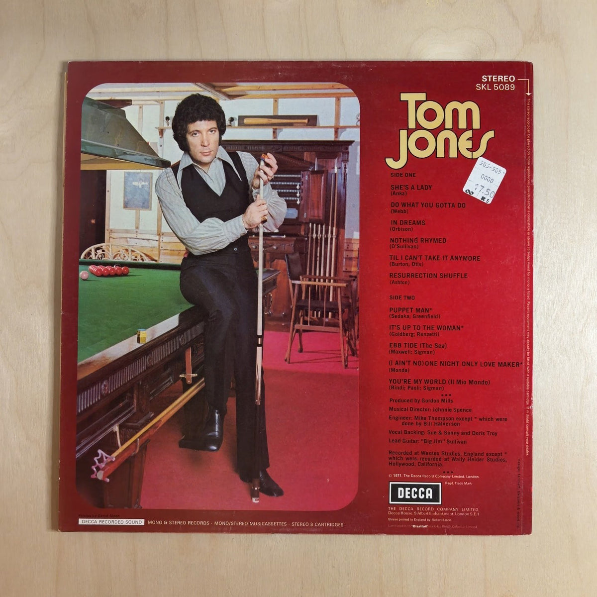 Tom Jones – Tom Jones Sings She's A Lady – back cover