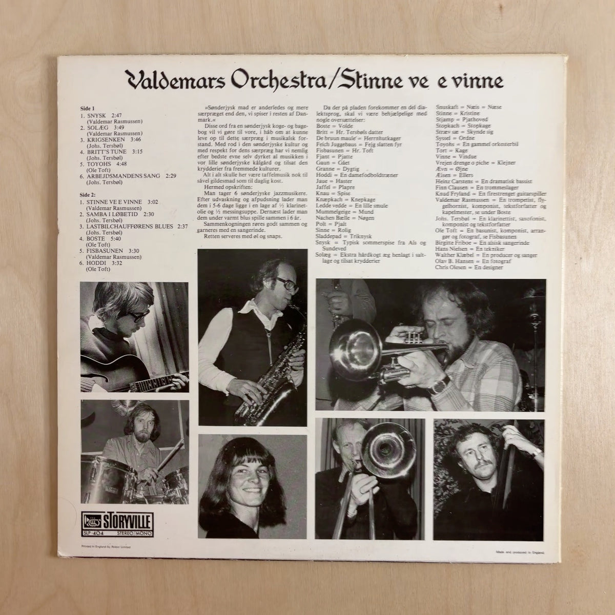 Valdemars Orchestra – Stinne Ve E Vinne – back cover