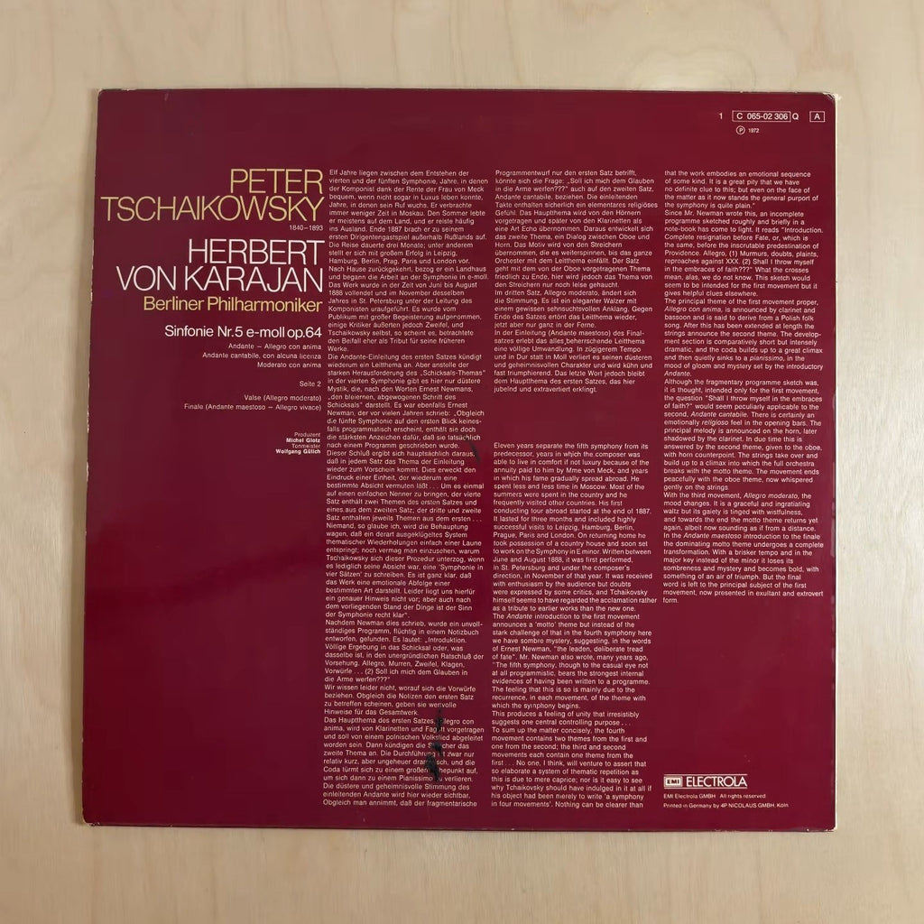 Herbert von Karajan, Pyotr Ilyich Tchaikovsky, Berliner Philharmoniker – Sinfonie Nr.5 E-Moll Op.64 – back cover