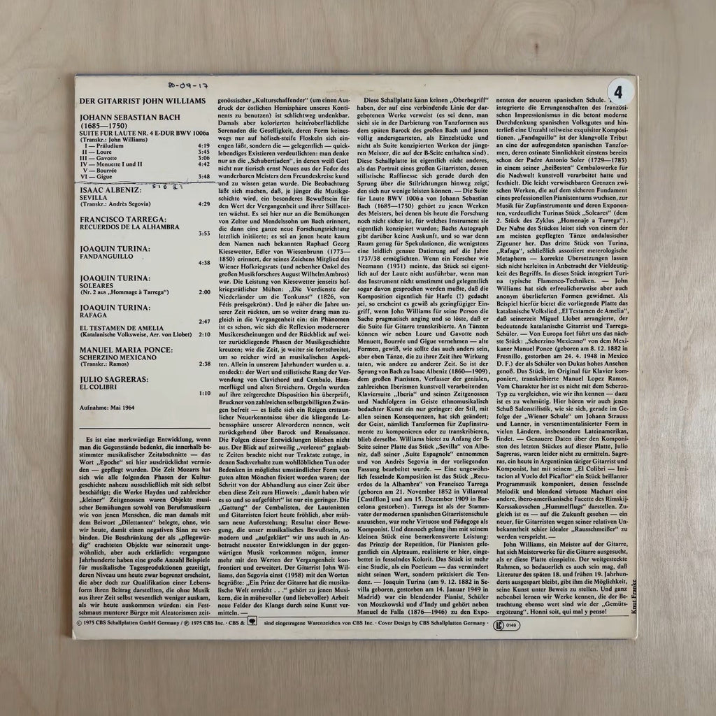 John Williams – Der Gitarrist John Williams – back cover