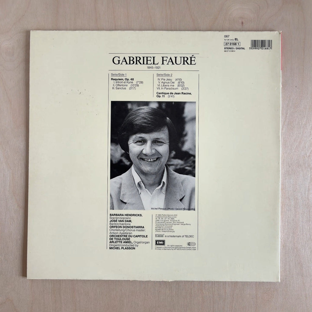 Gabriel Fauré, Barbara Hendricks, José Van Dam, Orfeón Donostiarra, Orchestre National Du Capitole De Toulouse, Michel Plasson – Requiem - Cantique De Jean Racine – back cover