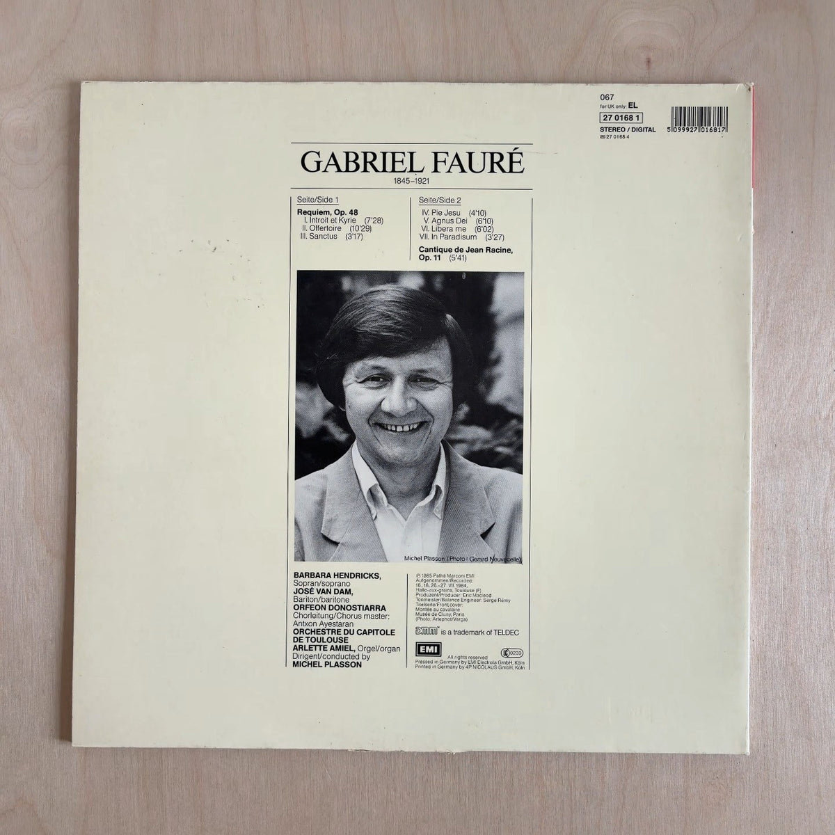 Gabriel Fauré, Barbara Hendricks, José Van Dam, Orfeón Donostiarra, Orchestre National Du Capitole De Toulouse, Michel Plasson – Requiem - Cantique De Jean Racine – back cover