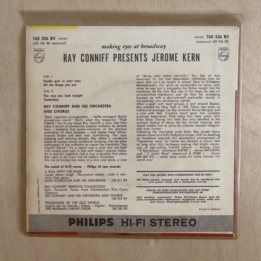 Ray Conniff, Jerome Kern – Making Eyes At Broadway – back cover