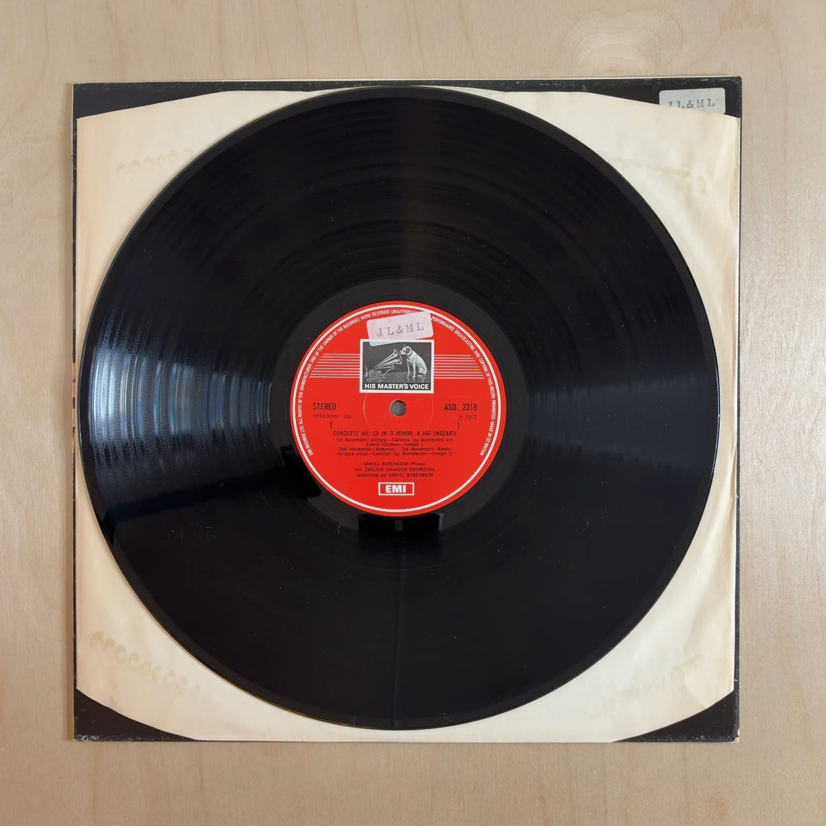 Wolfgang Amadeus Mozart, Daniel Barenboim, English Chamber Orchestra – Piano Concertos: No.20 In D Minor K.466 / No.23 In A Major K.488 – record label
