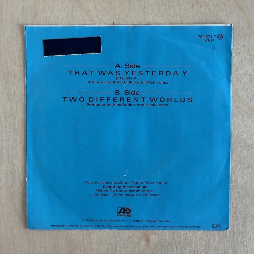 Foreigner – That Was Yesterday – back cover