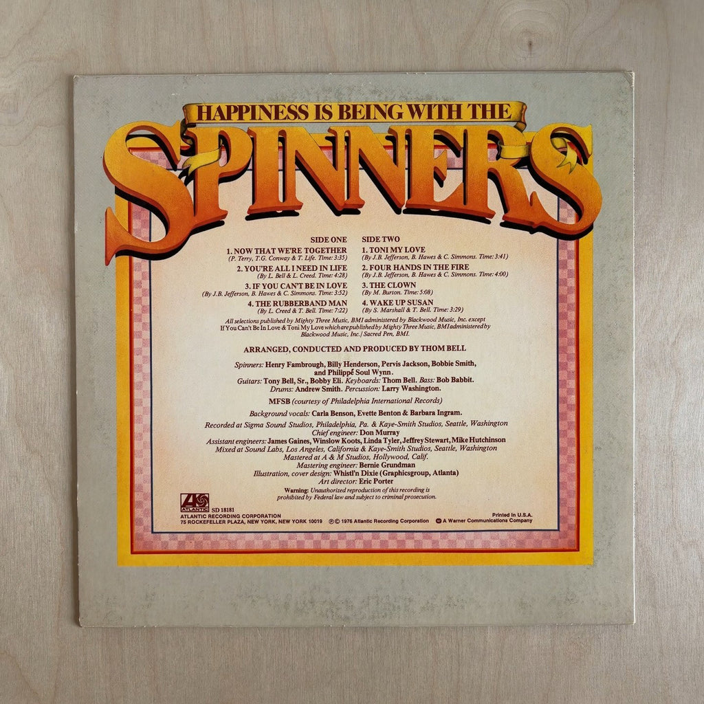Spinners – Happiness Is Being With The Spinners – back cover