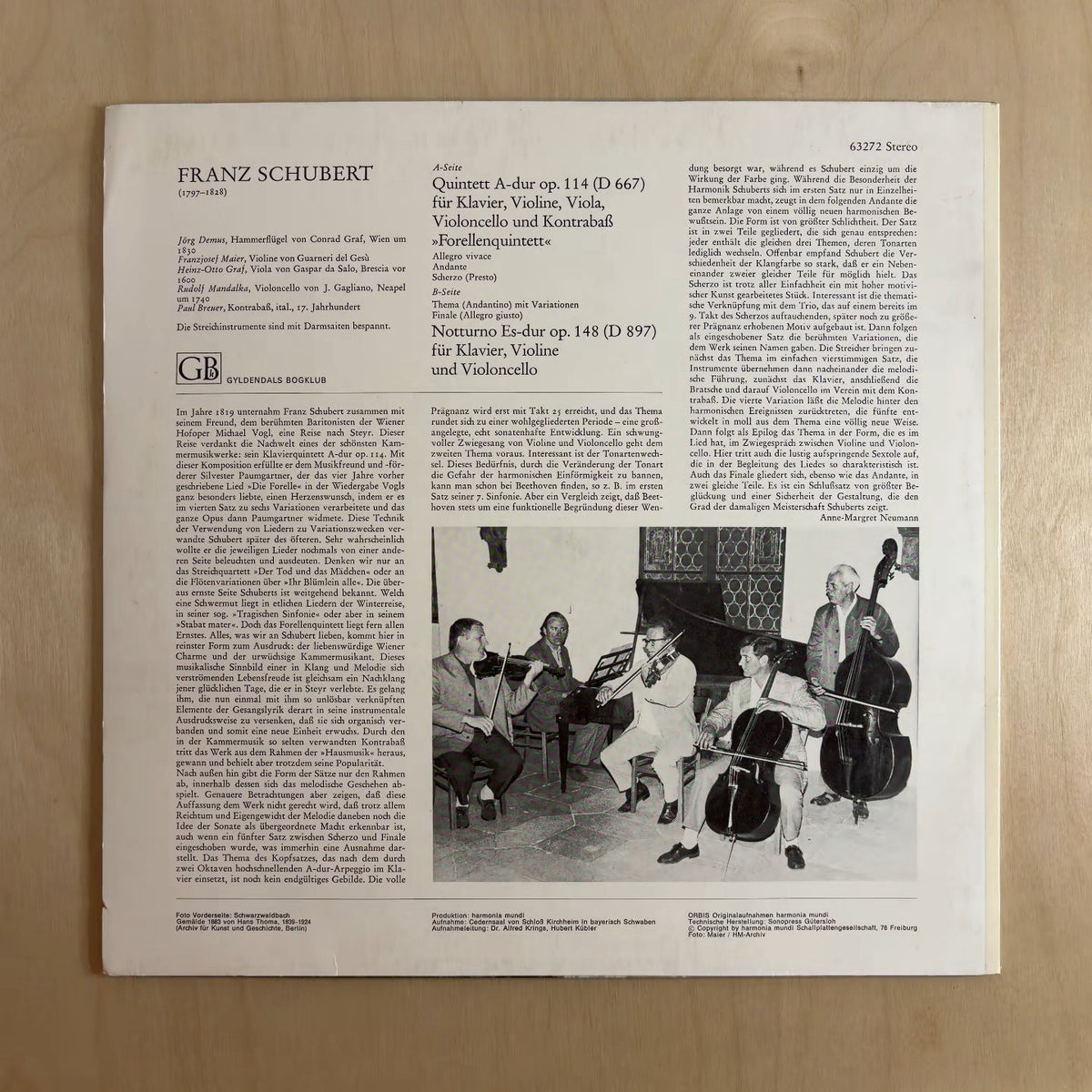 Franz Schubert, Collegium Aureum, Jörg Demus – Forelle-Kvintetten – back cover