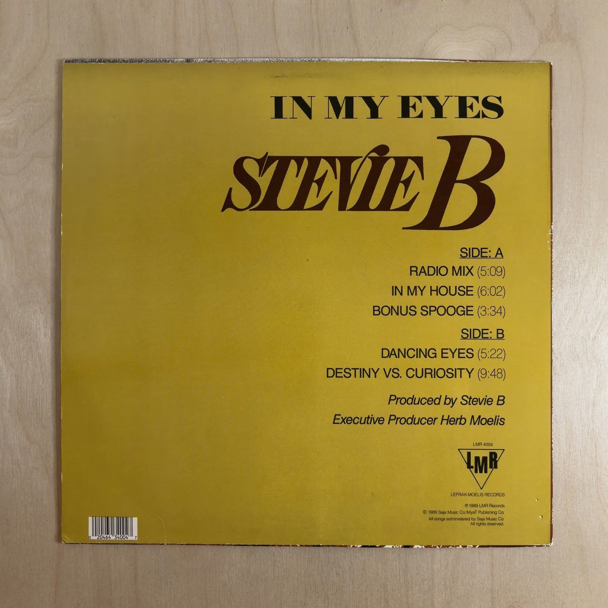 Stevie B – In My Eyes – back cover