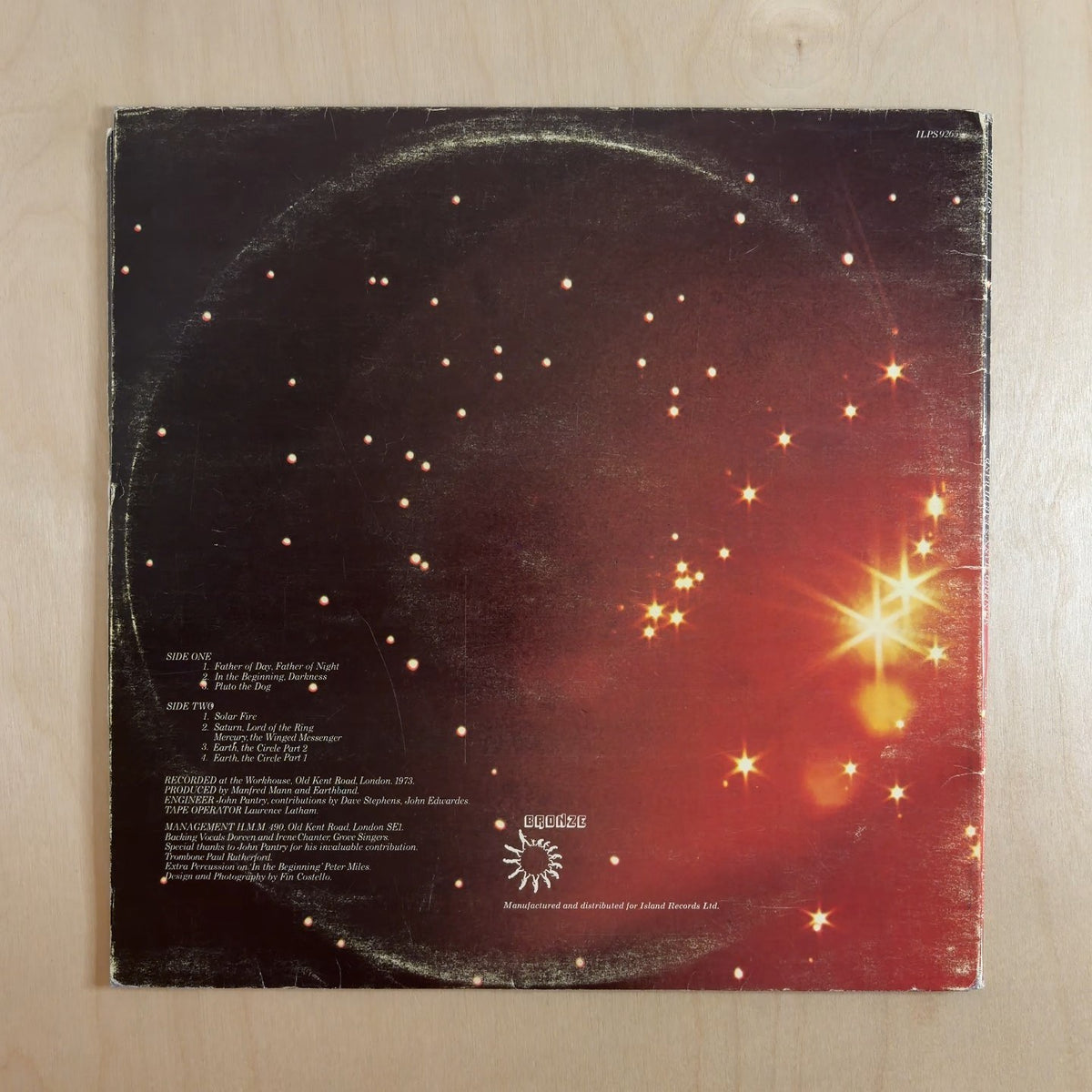 Manfred Mann's Earth Band – Solar Fire – back cover