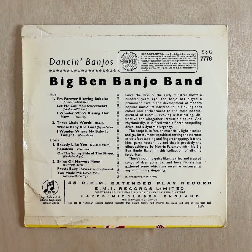 The Big Ben Banjo Band – Dancin' Banjos – back cover