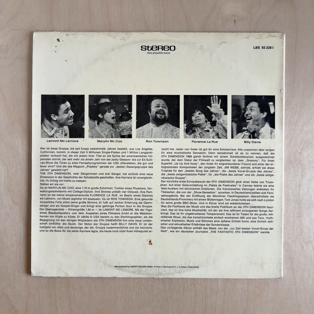 The Fifth Dimension – The Fantastic 5th Dimension – back cover