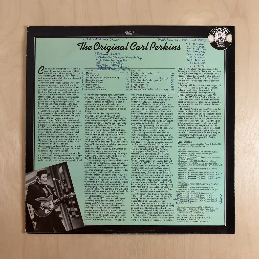 Carl Perkins – The Original Carl Perkins – back cover