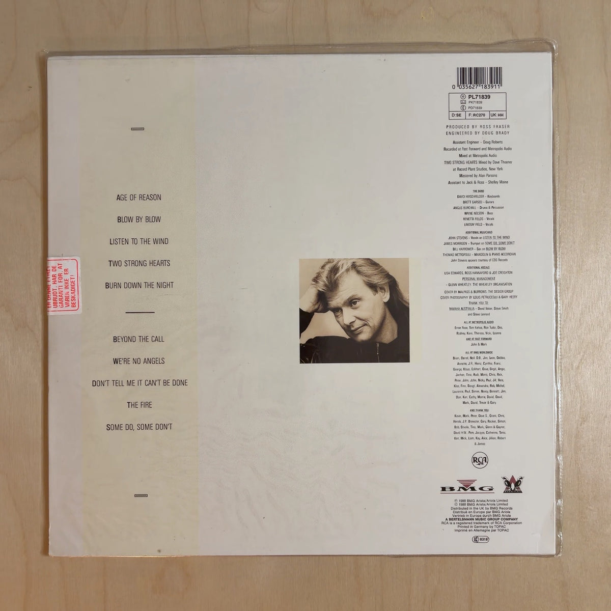 John Farnham – Age Of Reason – back cover