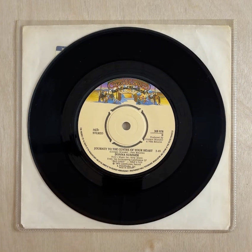 Donna Summer – Hot Stuff / Journey To The Center Of Your Heart – record label