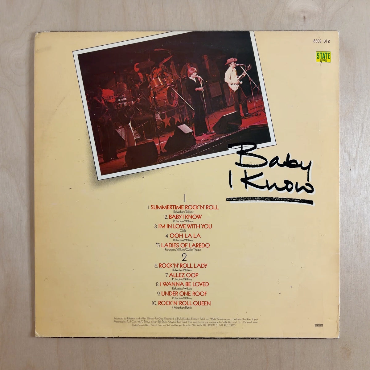 The Rubettes – Baby I Know – back cover