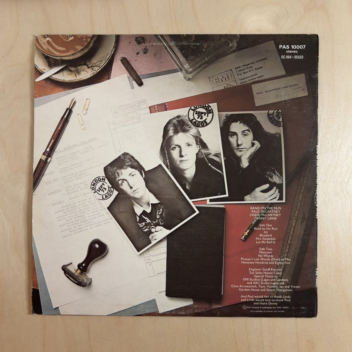 Wings – Band On The Run – back cover