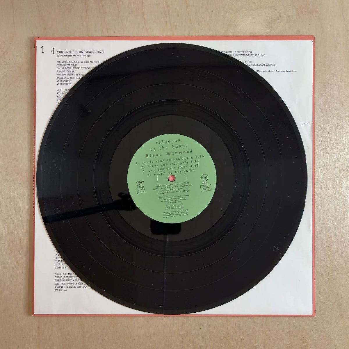 Steve Winwood – Refugees Of The Heart – record label