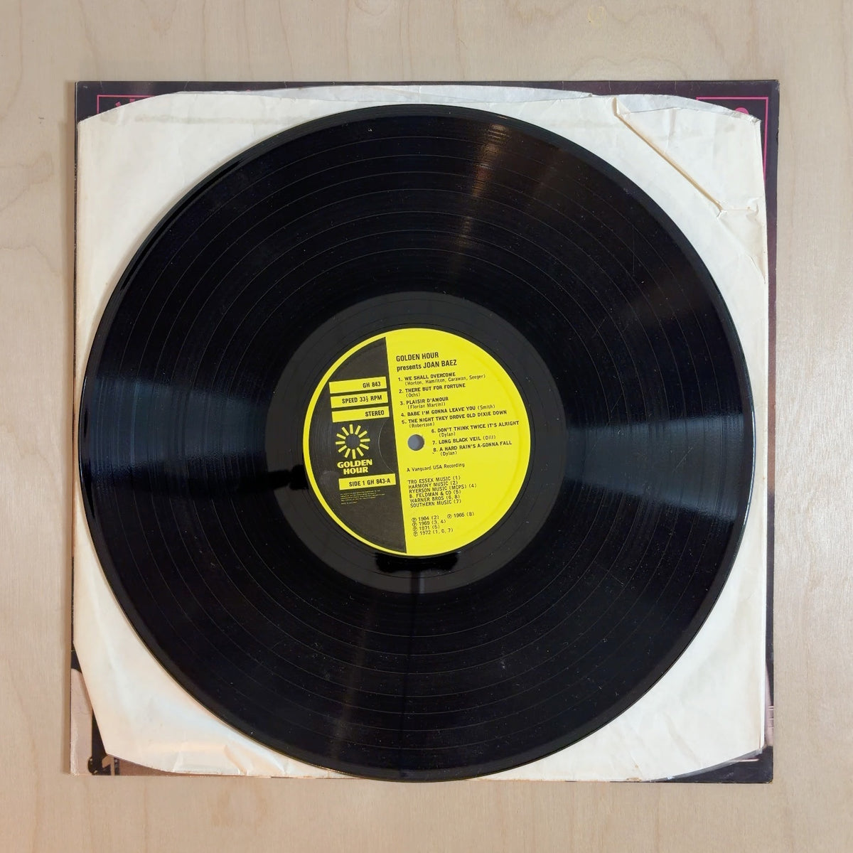 Joan Baez – Golden Hour Presents Joan Baez – record label