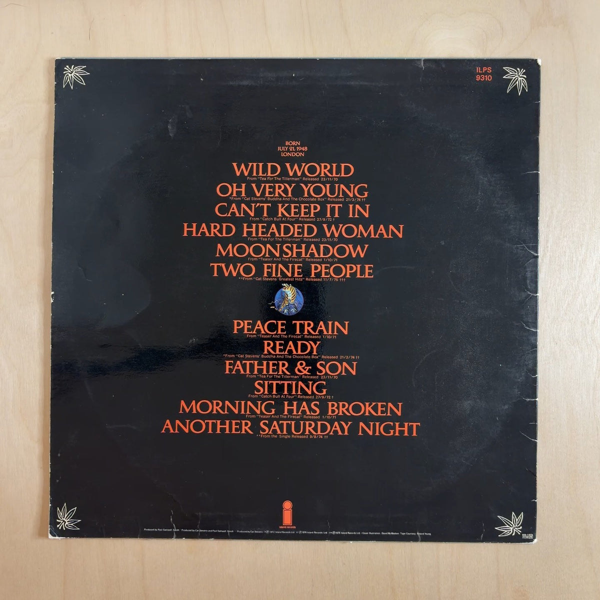 Cat Stevens – Greatest Hits – back cover